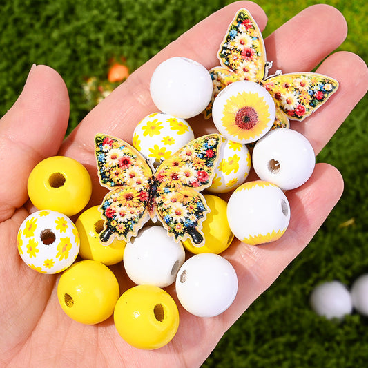 45-Piece Butterfly and Sunflower Bead Set