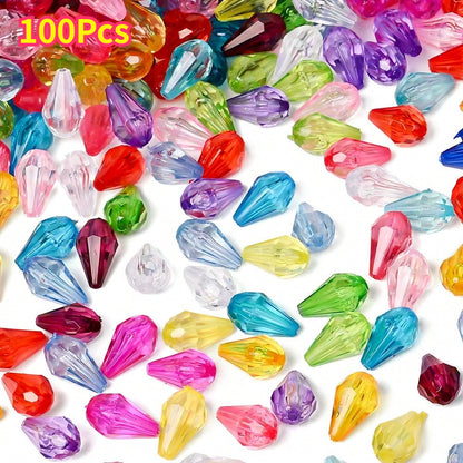200pcs 13x8mm Faceted Waterdrop Acrylic Beads