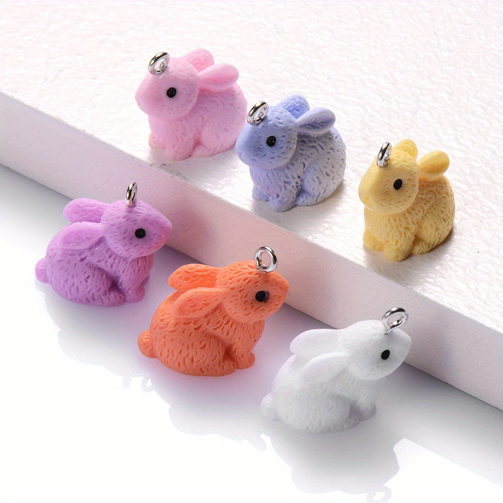 10PCS 16×21mm Colorful Rabbit Resin Pendant Set
