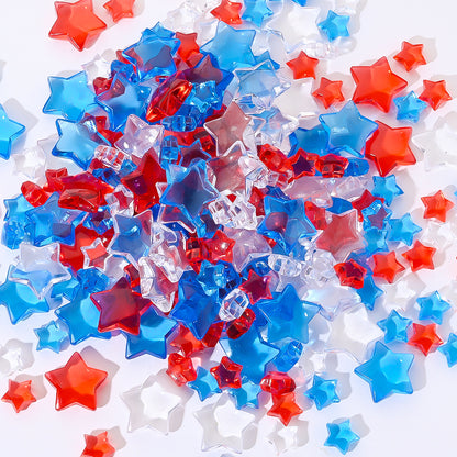 120/240pcs Patriotic Acrylic Star Flatback Beads