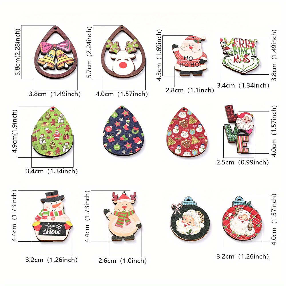 Christmas Painted Wooden Hanging Pendants