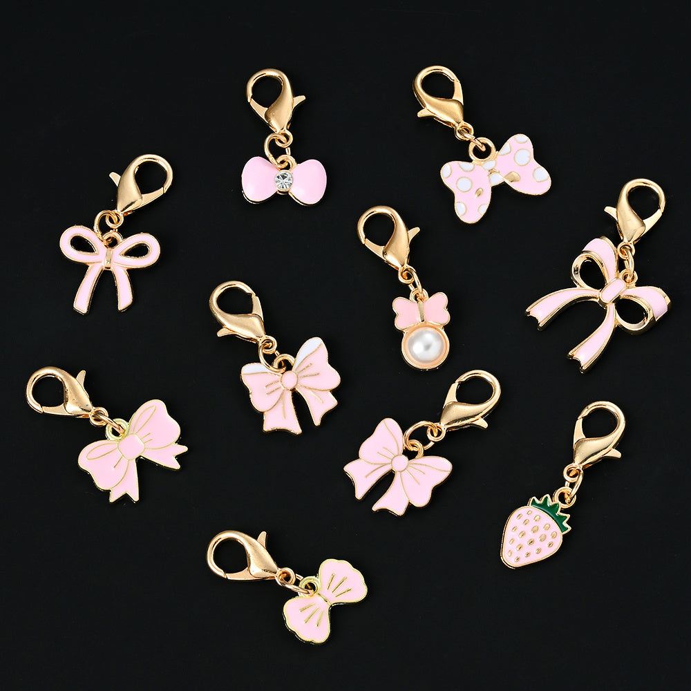 Pink Bow Enamel Pendant Charms
