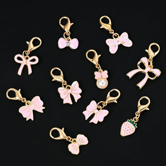 Pink Bow Enamel Pendant Charms