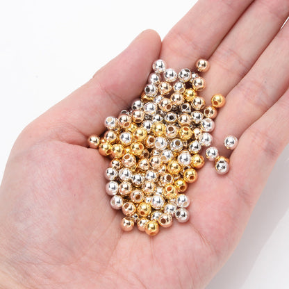 300pcs 3mm Golden Silvery Acrylic Round Spacer Beads