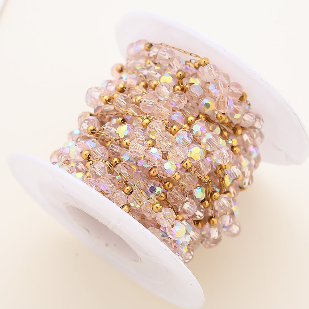 1m Colorful Shiny Pink Glass Bead Chain