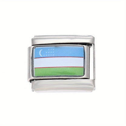 World Flag Alloy Bracelet Module