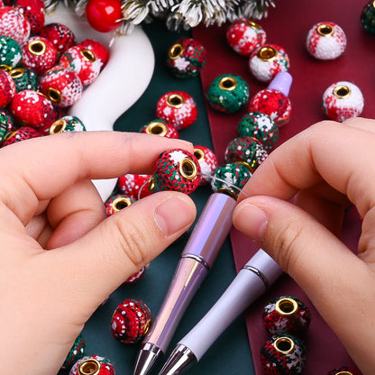 Christmas Plaid Cloth Beads