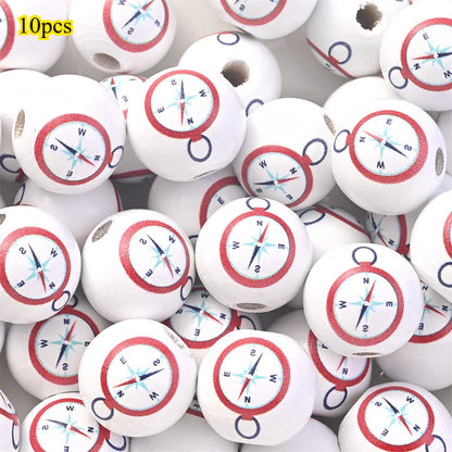 Marine-Themed Wooden Beads