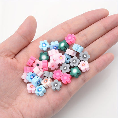 Mixed Color Flower Polymer Clay Beads