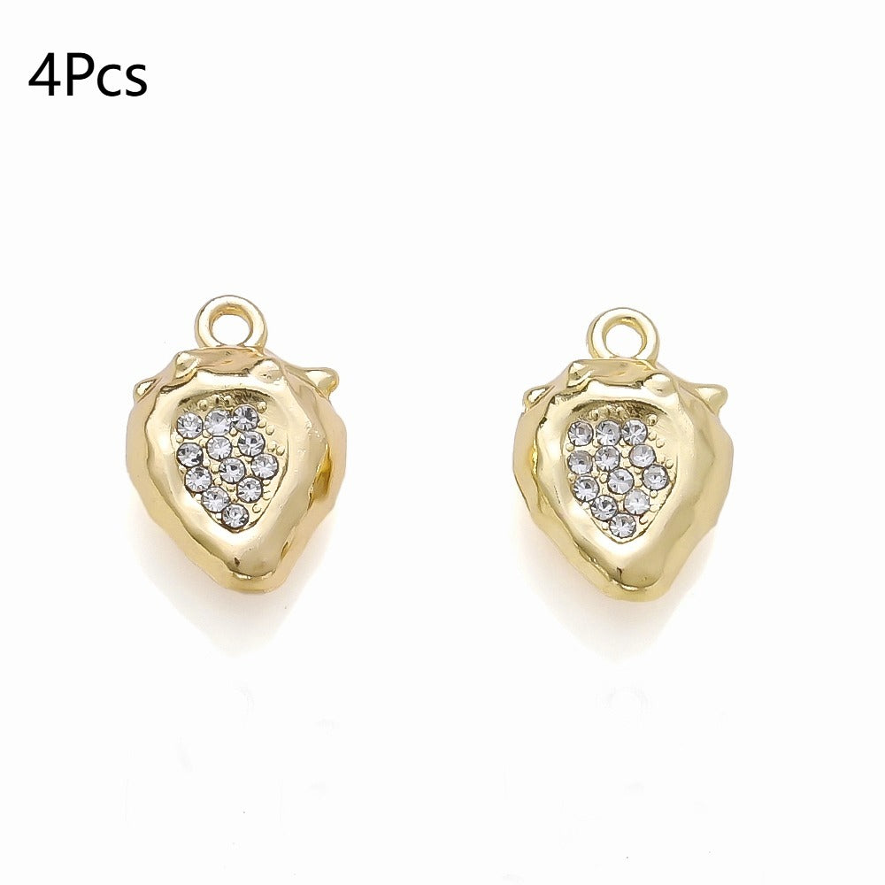 Strawberry Rhinestone Metal Pendant Charms