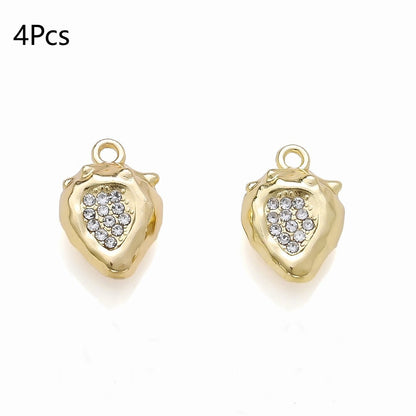 Strawberry Rhinestone Metal Pendant Charms