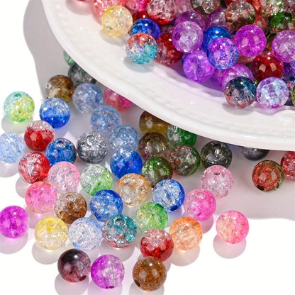 500pcs 8mm Round Crack Acrylic Beads