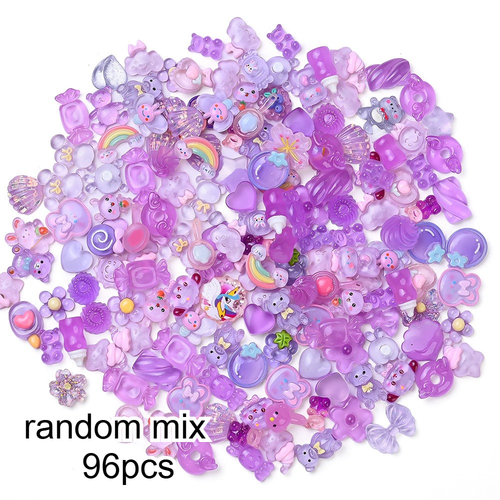96pcs Rainbow Theme Acrylic Flatback Beads
