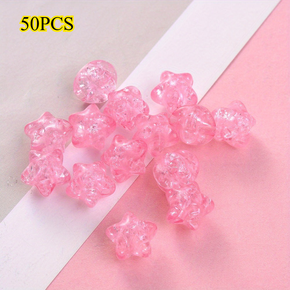 50pcs 11mm Crackle Star Acrylic Beads