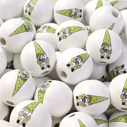 10PCS 16mm Happy Easter Wooden Bead Set