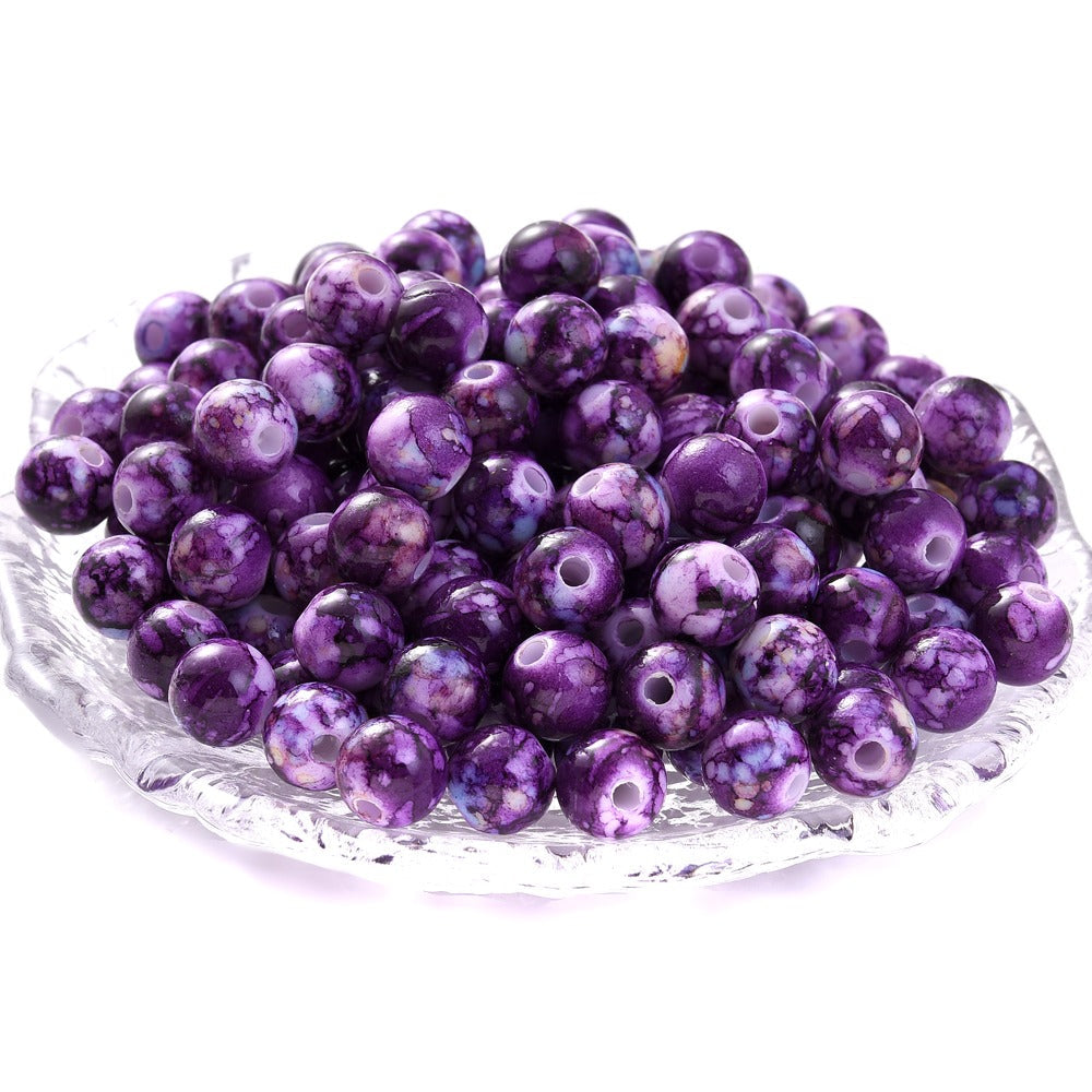 100pcs 8mm Cracked Acrylic Loose Spacer Beads