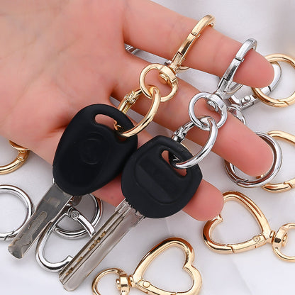 12 Pairs Heart & Round Double Buckle Keychain Set