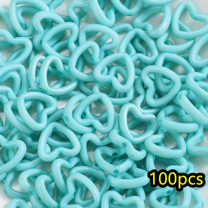 100pcs 15x16mm Macaron Color Heart Frame Wrapped Beads