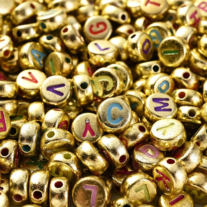 100PCS 4×7mm Heart-Shaped A-Z Letter Acrylic Bead Set