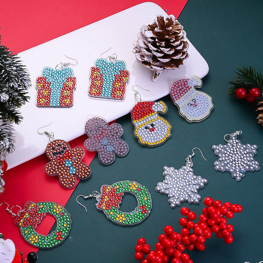 Acrylic Christmas Diamond Painting Earrings Set