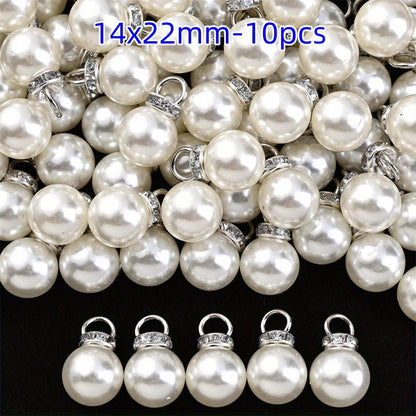 Acrylic Imitation Pearl Pendant Beads with Rhinestone Rondelle