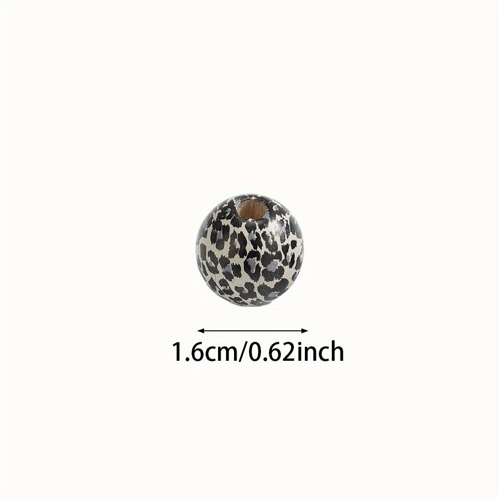 10pcs 16mm Leopard Print Wooden Beads
