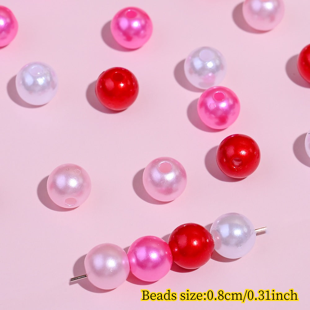 Shiny Pink Love Acrylic Beads