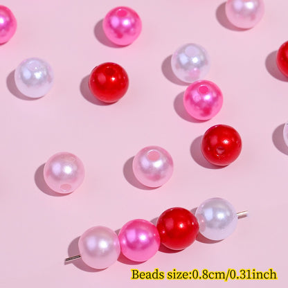 Shiny Pink Love Acrylic Beads