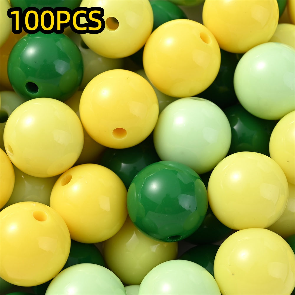 50/100pcs Solid Color Acrylic Round Beads