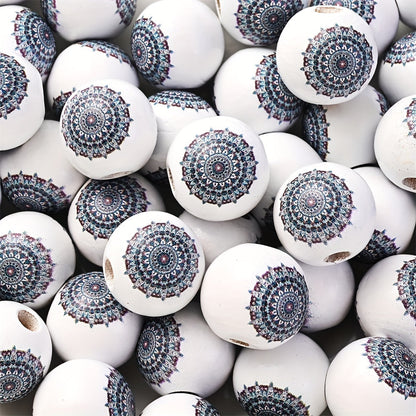10PCS 16mm White Bohemian Wooden Spacer Bead Set