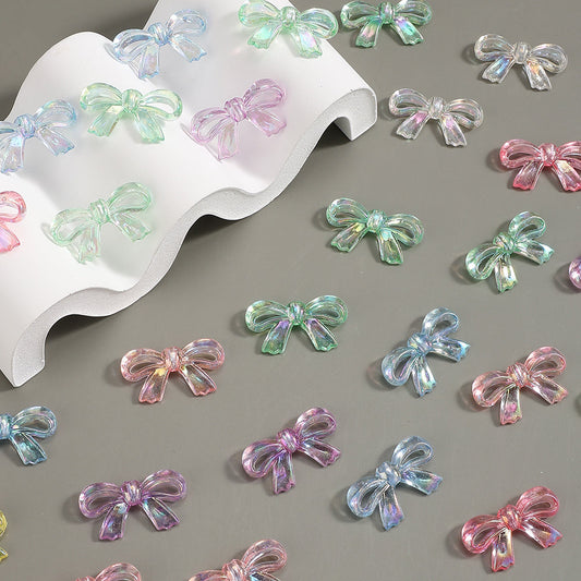 50PCS Transparent Bow Acrylic Bead Set