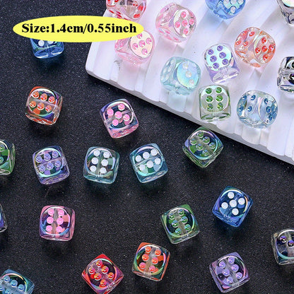 10pcs 14mm UV Plated Dice Beads
