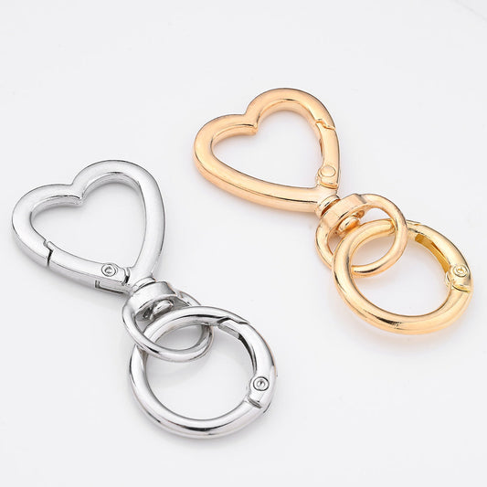 12 Pairs Heart & Round Double Buckle Keychain Set
