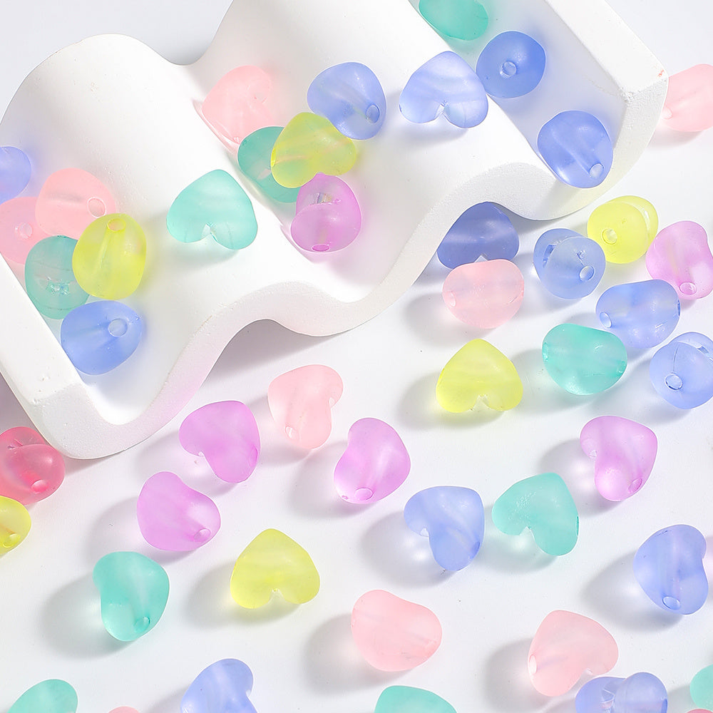 Transparent Matte Heart Acrylic Spacer Beads