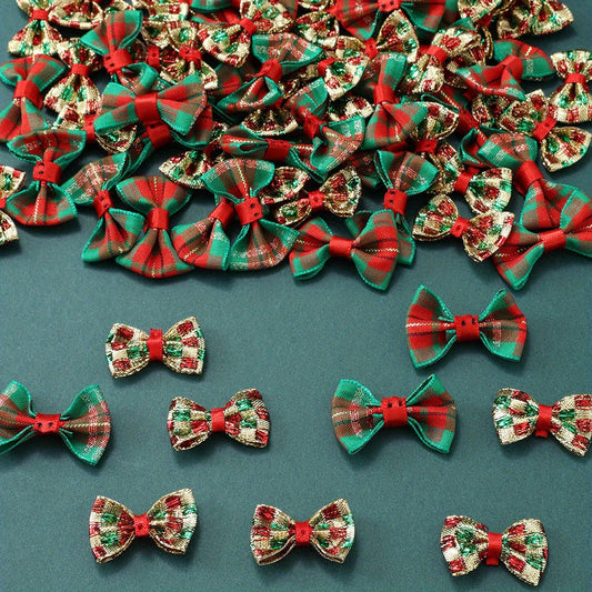 Christmas Gold Threaded Ripple Bow Embellishments
