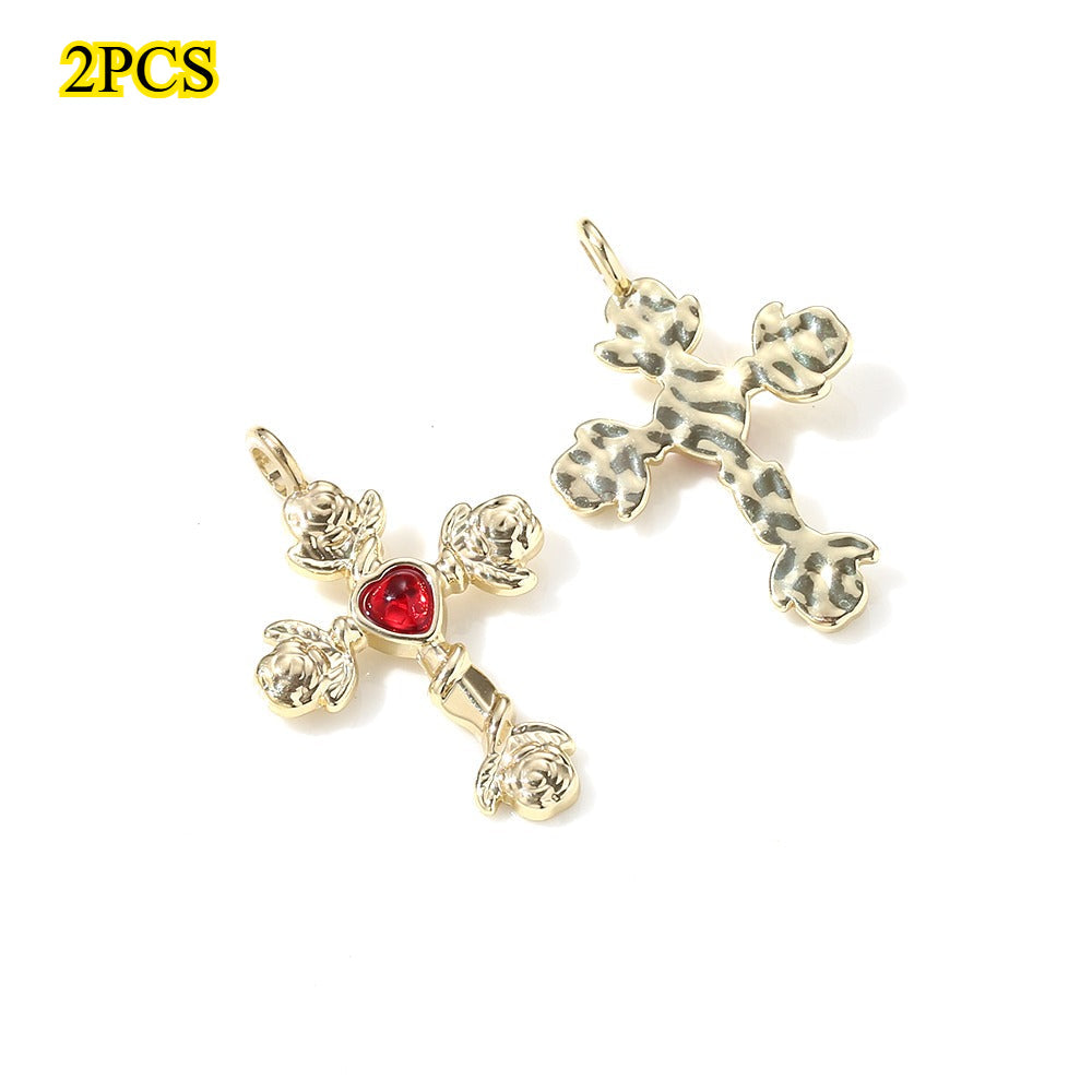 Y2K Rhinestone Cross Alloy Pendants
