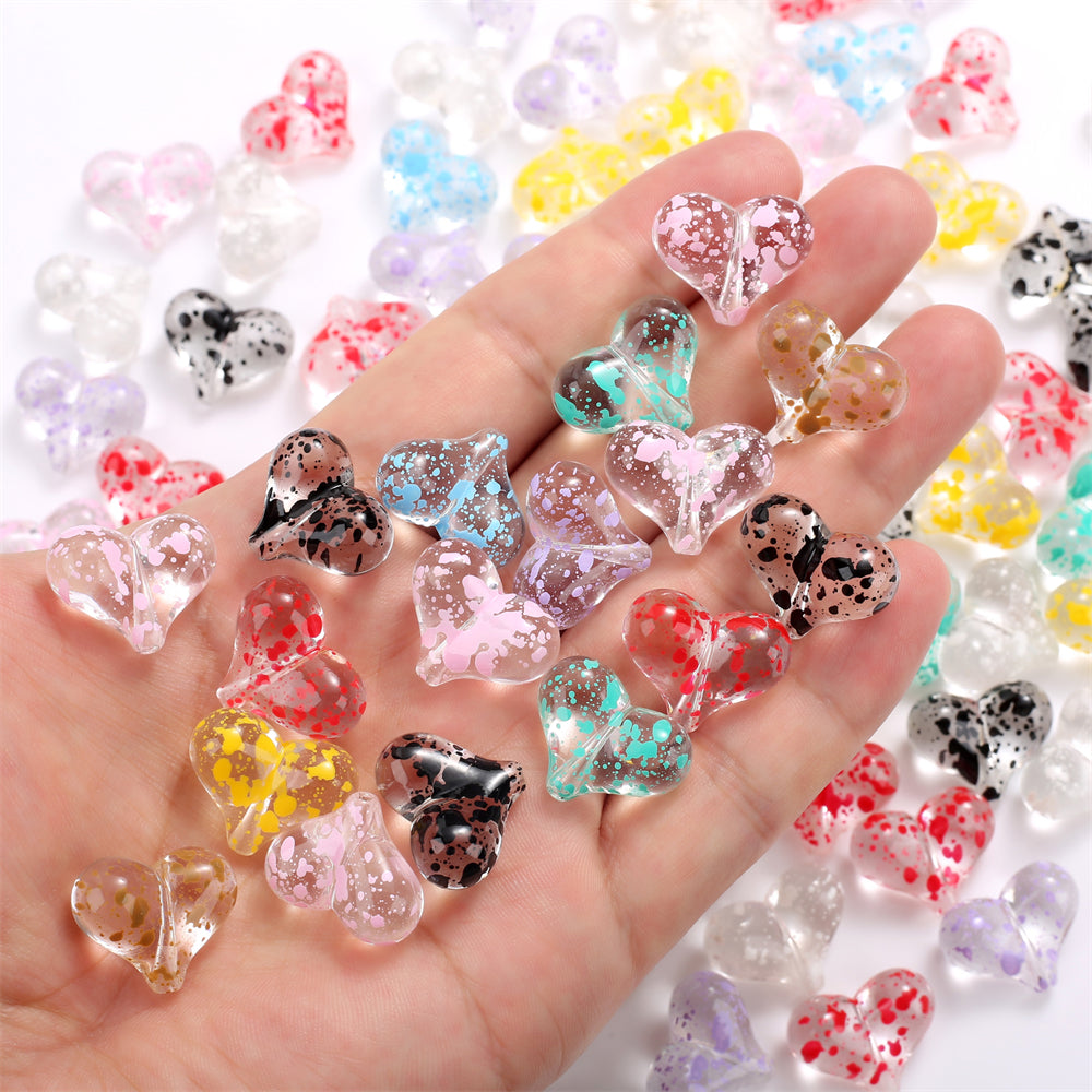 Starry Sky Heart Acrylic Beads