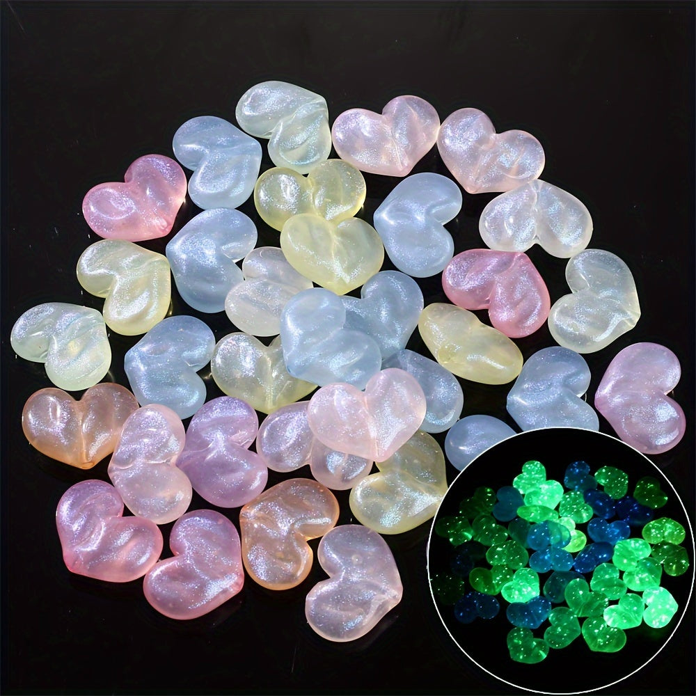 20pcs Luminous Acrylic Heart Beads