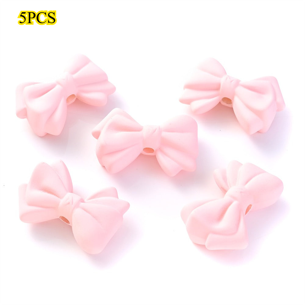 5pcs Acrylic Frosted Bow Tie Beads
