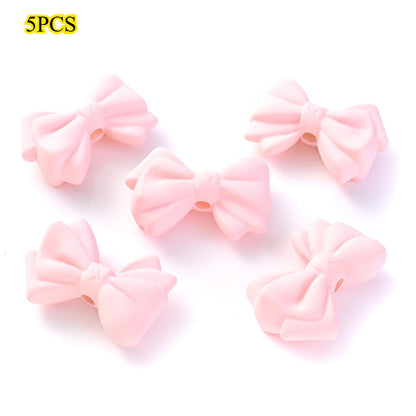 5pcs Acrylic Frosted Bow Tie Beads