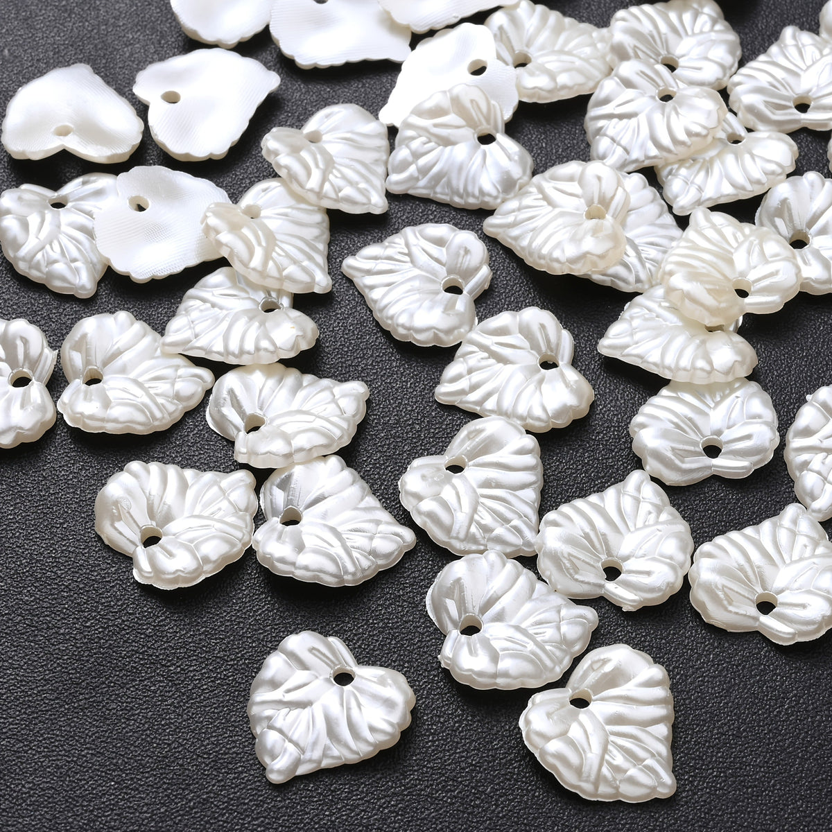 White Leaf Acrylic Beads