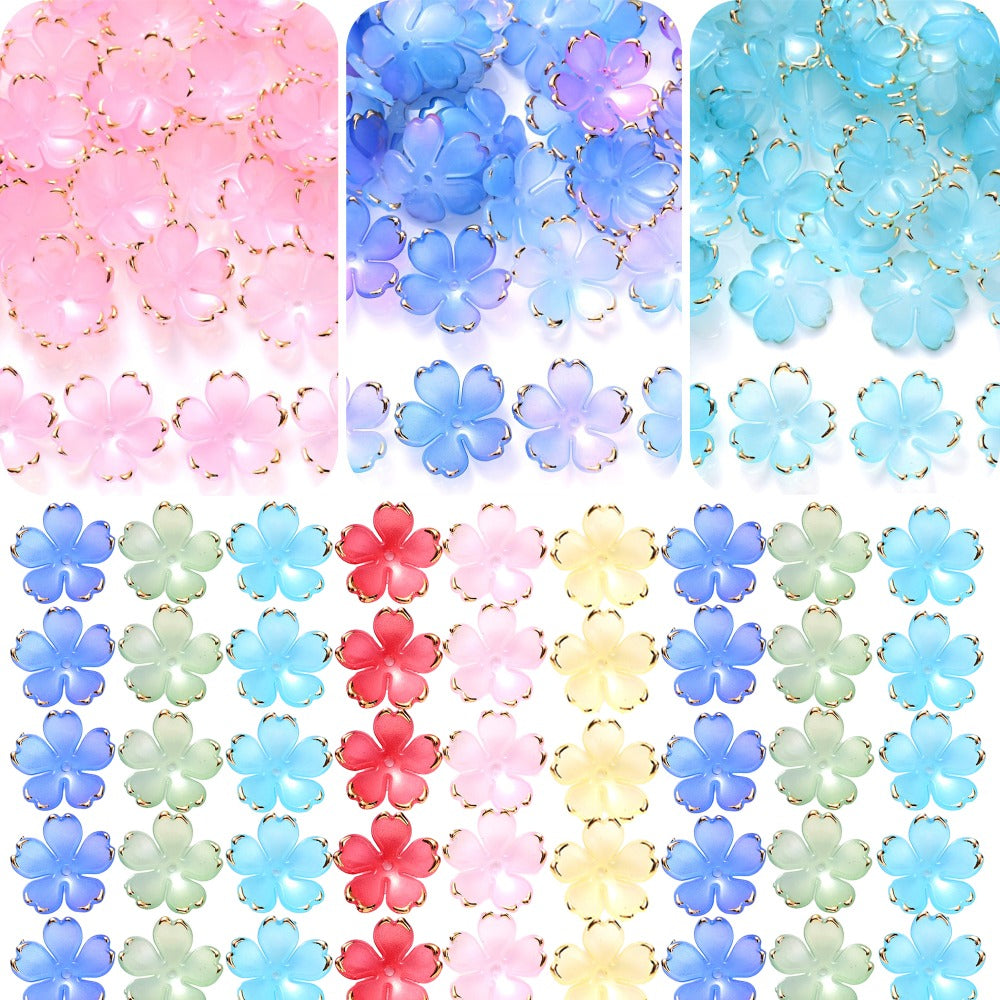 201pcs/set Acrylic Gold Border Flower Beads