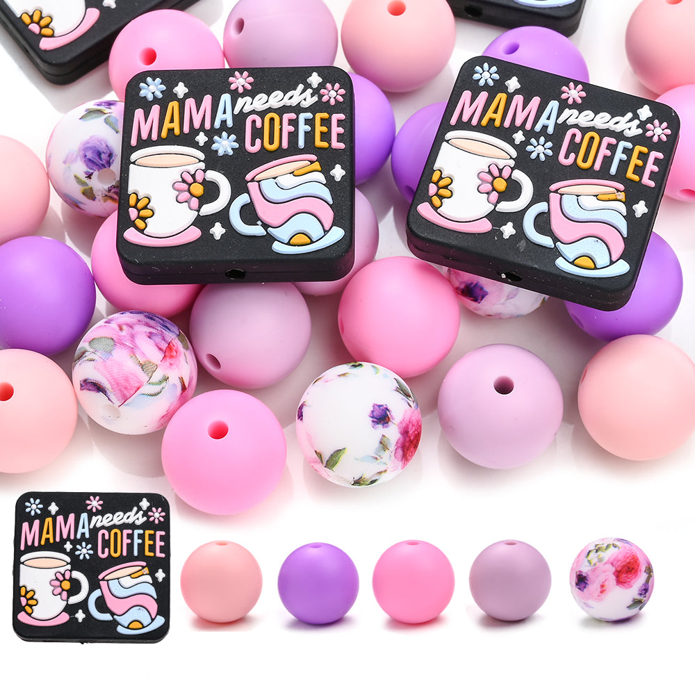 Heart-Shaped Silicone “Happy Mother’s Day” Beads