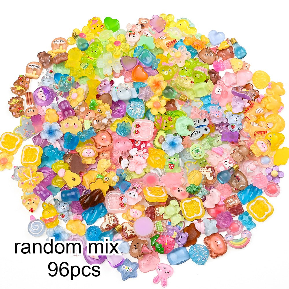 96pcs Rainbow Theme Acrylic Flatback Beads