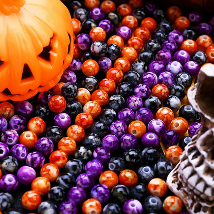 100pcs/set 8mm Halloween Color Round Beads