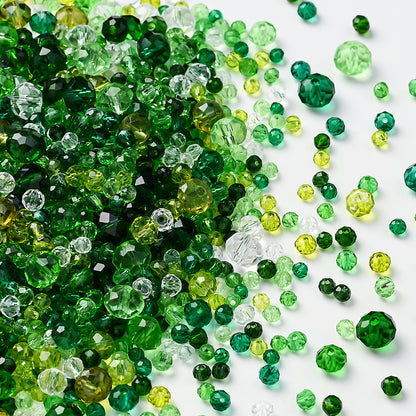 Green Faceted Glass Rondelle Beads