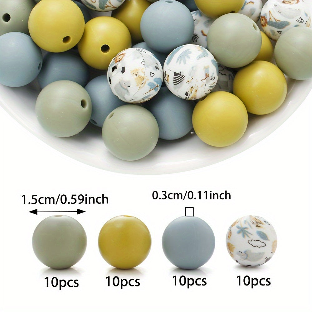 Mixed Color Round Silicone Beads