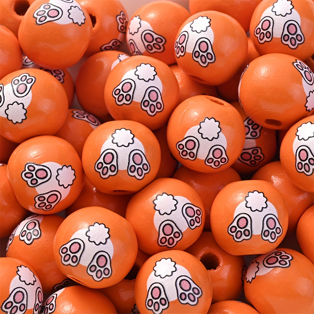 10PCS 16mm Easter-Themed Wooden Bead Set