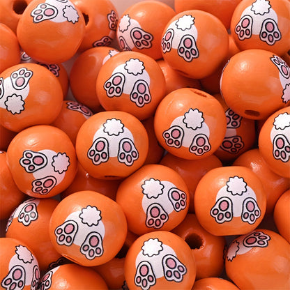 10PCS 16mm Easter-Themed Wooden Bead Set