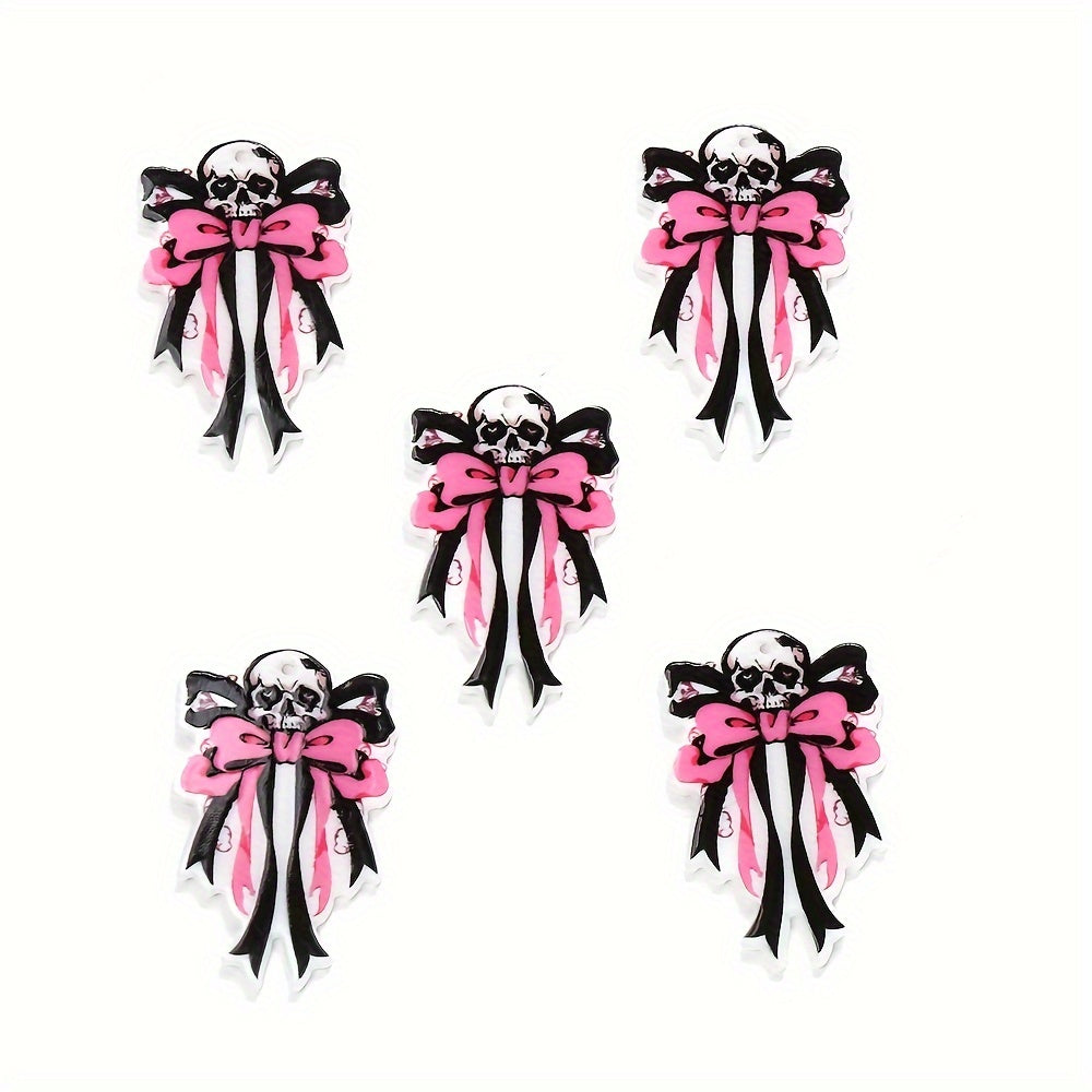 Pink Black Bow Acrylic Spacer Beads